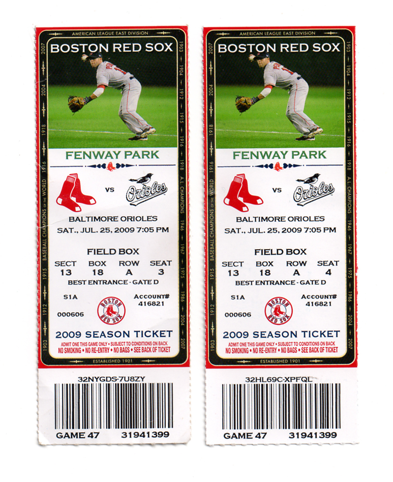 printable red sox ticket